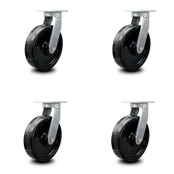 10 Inch Extra Heavy Duty Phenolic Wheel Swivel Top Plate Caster SCC, 4PK